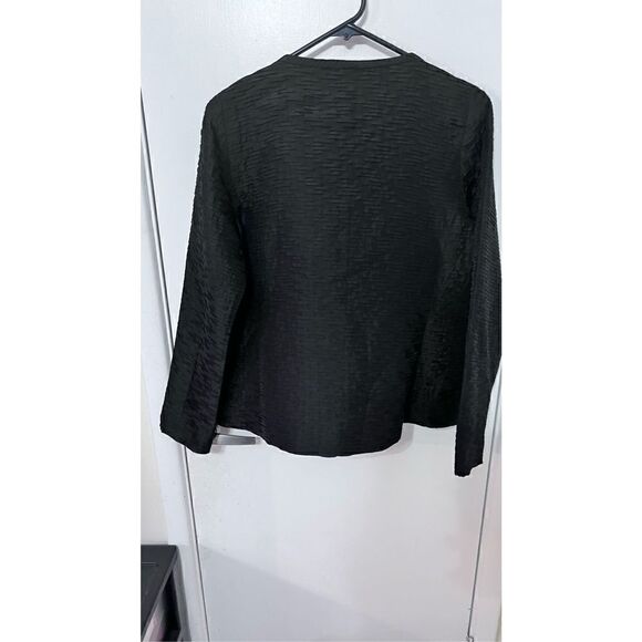 Eileen Fisher Womens Silk Textured Magnetic Closure Jacket Black Petite Sz Small - Picture 8 of 13